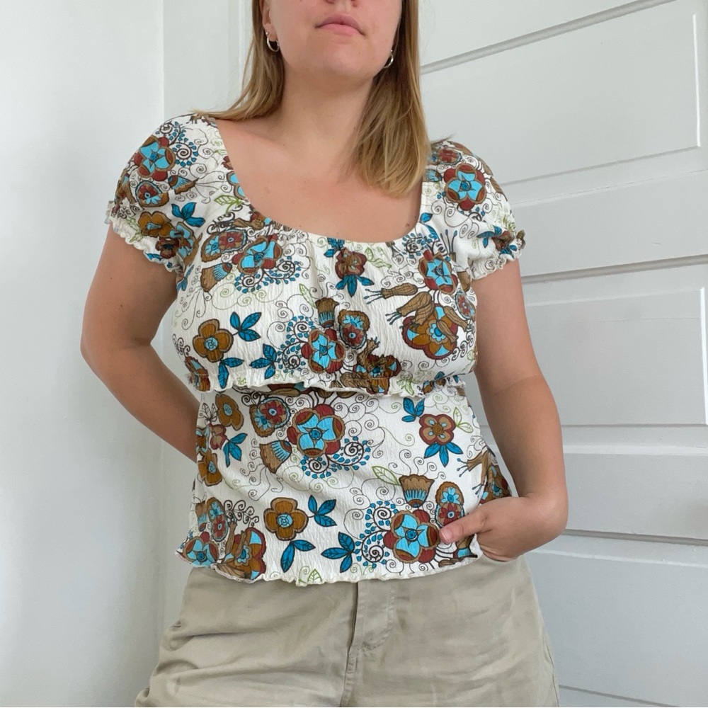 Y2K Paisley Milkmaid Top